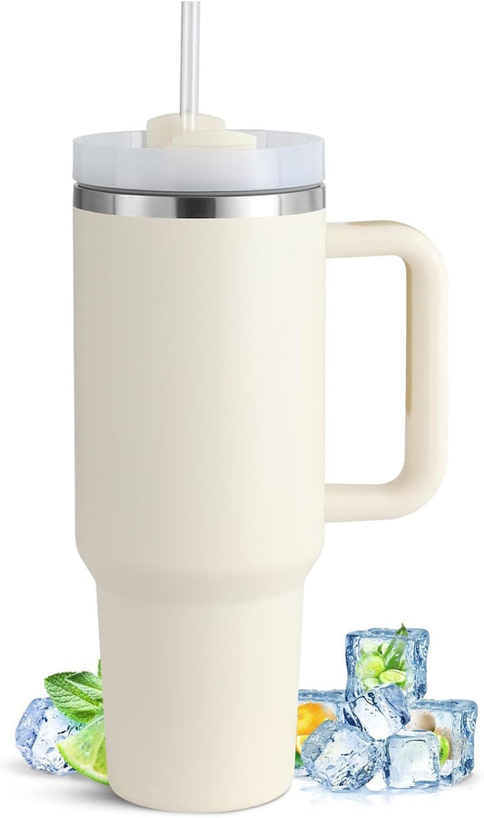 Stainless Steel Tumbler with Lid & Straw