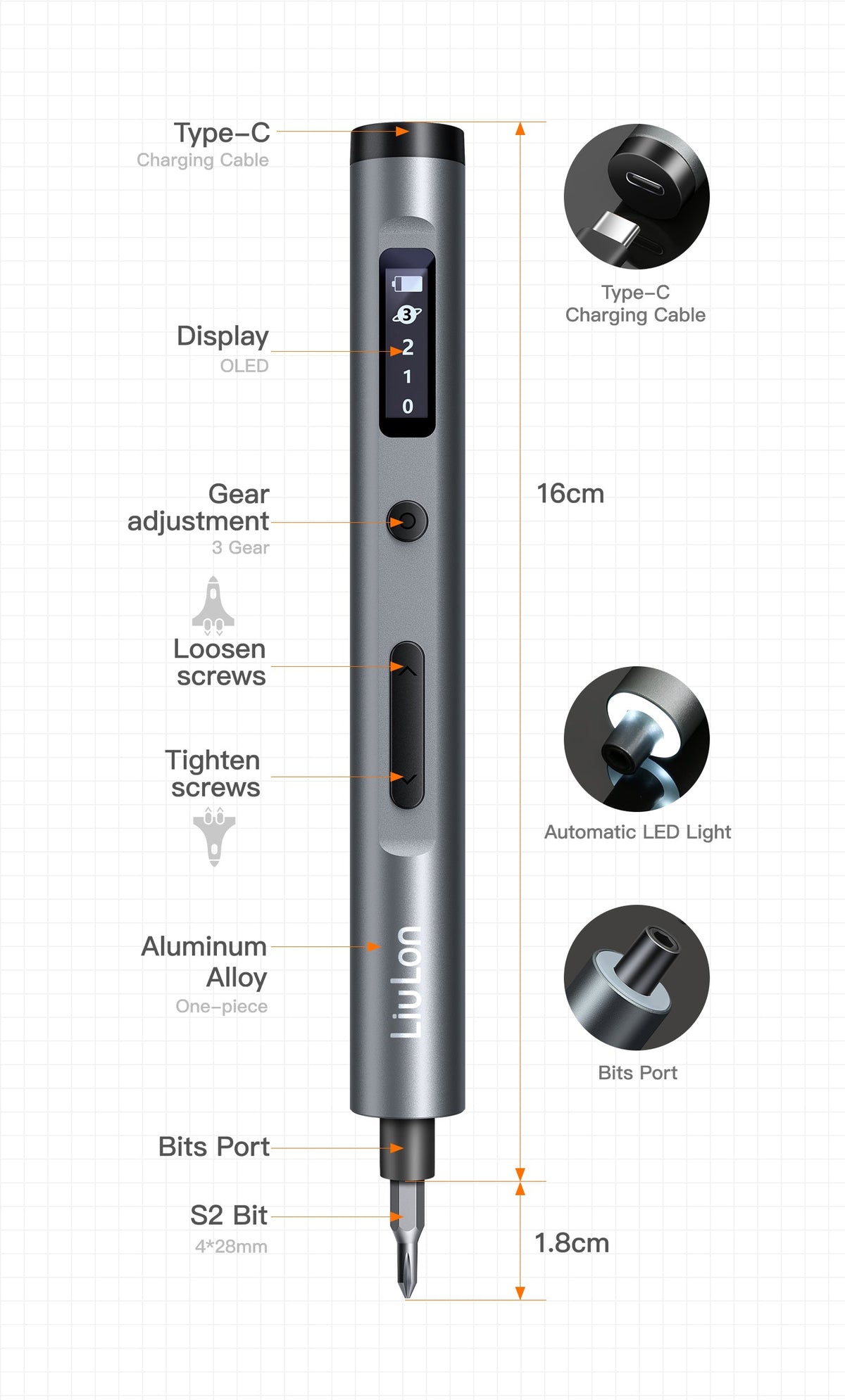 Liulon LL-ET62 62 In 1 Electric Screwdriver Set With 3 Adjustable Gears